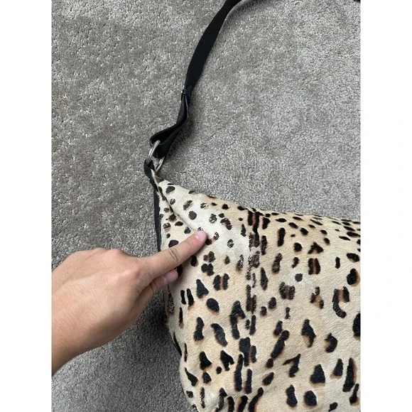 Vintage 90s Womens Bag Y2K Furla Leopard Print Leather Bag, Made in Italy